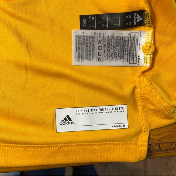 ADIDAS Climalite Golden Yellow Polo Golf Athletic shirt Loose Fit Men's XL vents - Picture 8 of 9